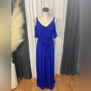Blue off shoulder maxi dress